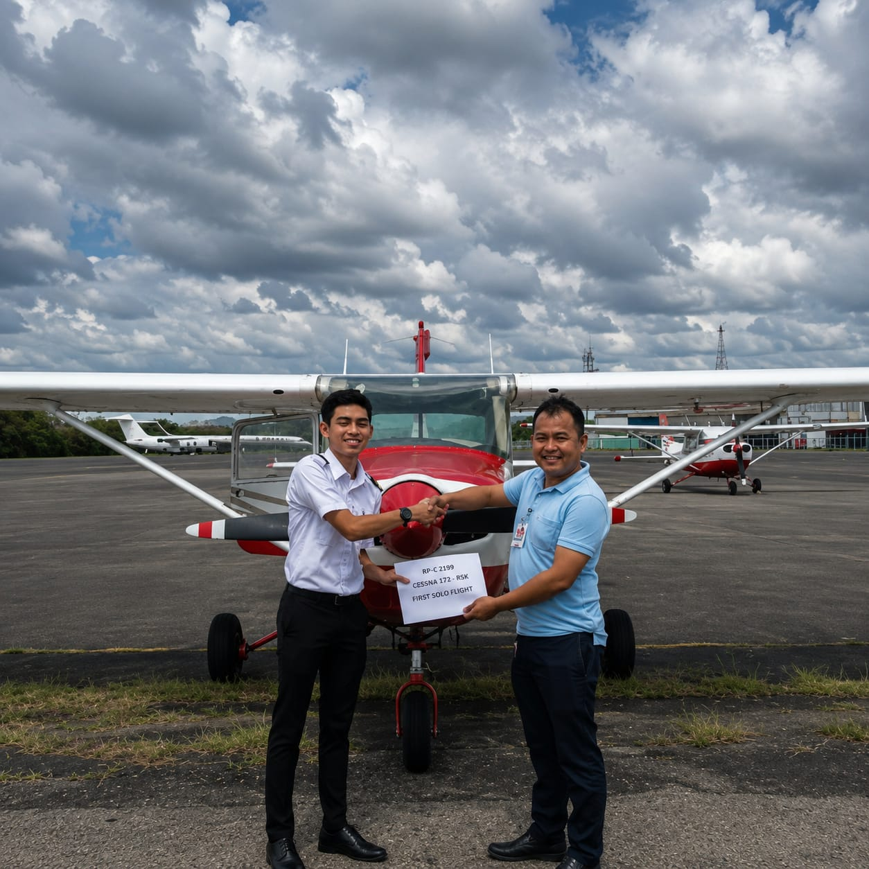 Avestar student celebrating first solo flight at Subic Bay